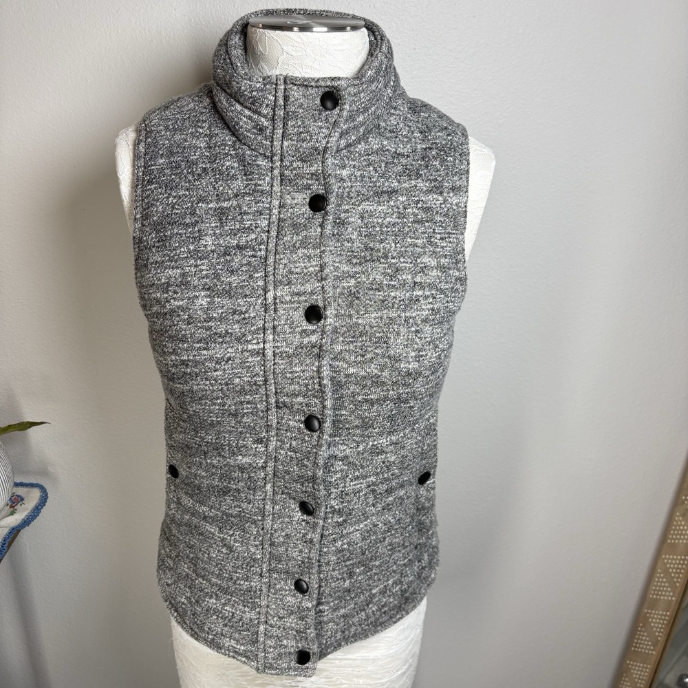 Skies Are Blue Womens XS Gray Puffer Vest Gorpcore Quilted Cotton Blend *READ*